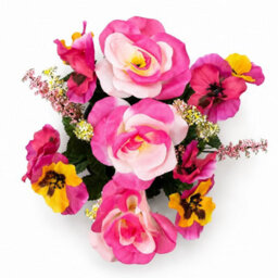 Urbn-Living Pink Pansy & Rose Set Of 2 Artificial Silk Flower Grave Pot Memorial Arrangement Graveside Cemetery - thumbnail 7