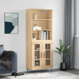 Berkfield Highboard Sonoma Oak 69.5X34X180 Cm Engineered Wood - thumbnail 1