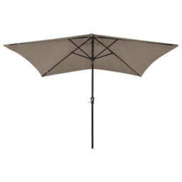 Berkfield Parasol With Leds And Steel Pole Taupe 2X3 M - thumbnail 2