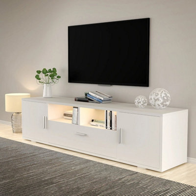 Modern High Gloss Rgb Led Tv Stand With 2 Storage Doors - image 1