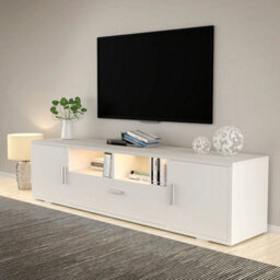 Modern High Gloss Rgb Led Tv Stand With 2 Storage Doors