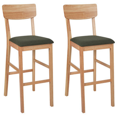 Beliani Set Of 2 Bar Chairs Ambler Light Brown/ Green - image 1