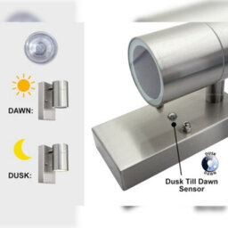 Long Life Lamps Company Single Outdoor Wall Light Dusk Till Dawn Sensor Stainless Steel Finish Ip65 Zlc088 - thumbnail 4