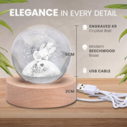 Cuqoo Led Crystal Ball Lamp 6Cm 3D Engraved Astronaut Night Light With Usb Or Battery Base Unique Gift & Home Decor Light - thumbnail 3