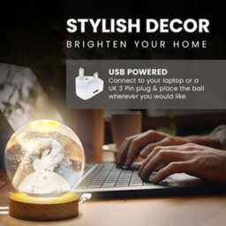 Cuqoo Led Crystal Ball Lamp 6Cm 3D Engraved Astronaut Night Light With Usb Or Battery Base Unique Gift & Home Decor Light - thumbnail 5