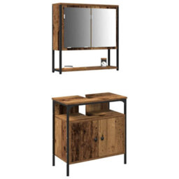 Walplus Bathroom Furniture Set With Storage 2 Pcs Brown 60 X 30 X 60 Cm - thumbnail 3
