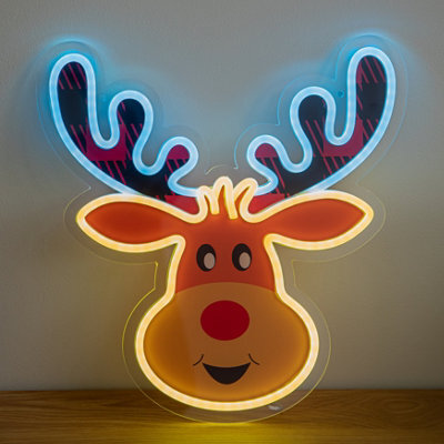 Samuel Alexander 35Cm Light Up Rudy Reindeer Christmas Decoration Usb Led Neon Sign - image 1