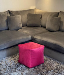 Beautiful Beanbags Luxury Plush Velvet Beanbag Cube Footstool Large Pouffe Bean Bags - Magenta