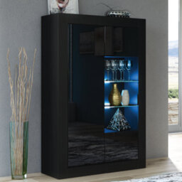 Modern Sideboard Display Cabinet Cupboard Tv Stand Living Room High Gloss Doors - Black - thumbnail 3