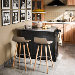 Sobuy Kitchen Trolley With 2 Drawers 4 Doors Foldable Extension 45.2X27.9X36.2 Inch Load Capacity 98 Kg Fkw71-Iii-Sch - Black - thumbnail 6