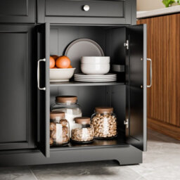 Sobuy Kitchen Trolley With 2 Drawers 4 Doors Foldable Extension 45.2X27.9X36.2 Inch Load Capacity 98 Kg Fkw71-Iii-Sch - Black - thumbnail 9