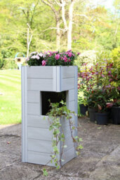 Winawood Wood Effect Pillar Planter - Powder Blue - thumbnail 4