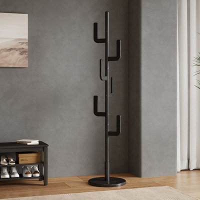 Yqjjgl Solid Wood Freestanding Clothes Rail With Hooks Black Coat Rack Clothes Rack - image 1