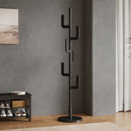 Yqjjgl Solid Wood Freestanding Clothes Rail With Hooks Black Coat Rack Clothes Rack