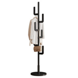 Yqjjgl Solid Wood Freestanding Clothes Rail With Hooks Black Coat Rack Clothes Rack - thumbnail 3