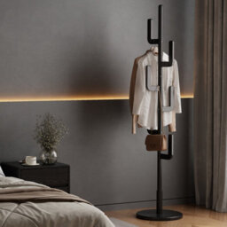 Yqjjgl Solid Wood Freestanding Clothes Rail With Hooks Black Coat Rack Clothes Rack - thumbnail 8