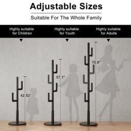 Yqjjgl Solid Wood Freestanding Clothes Rail With Hooks Black Coat Rack Clothes Rack - thumbnail 6