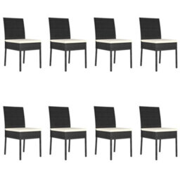 Berkfield 9 Piece Outdoor Dining Set With Cushions Poly Rattan Black - thumbnail 7
