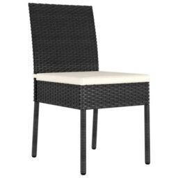 Berkfield 9 Piece Outdoor Dining Set With Cushions Poly Rattan Black - thumbnail 8