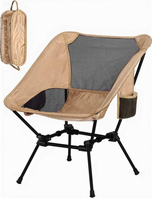 LEDREM Folding Outdoor Camping Chair With Adjustable Height, Steel Frame And 2 Storage Pockets, Brown - image 1