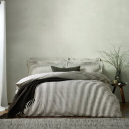 Yard Hebden Striped 100% Cotton Duvet Cover Set, Black, Super King