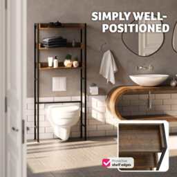 Tectake Shower Caddy Seattle - 3 Tiers 67 X 25 X 165,5 Cm - Industrial Wood Dark, Rustic - thumbnail 7