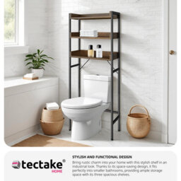 Tectake Shower Caddy Seattle - 3 Tiers 67 X 25 X 165,5 Cm - Industrial Wood Dark, Rustic - thumbnail 5