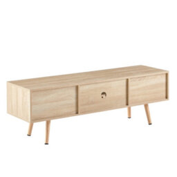 MMT Funiture Designs Tv Stand Cabinet Modern Scandi Style Light Wood Rattan Panel Sliding Doors 140Cm Wide - thumbnail 8