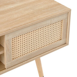 MMT Funiture Designs Tv Stand Cabinet Modern Scandi Style Light Wood Rattan Panel Sliding Doors 140Cm Wide - thumbnail 6