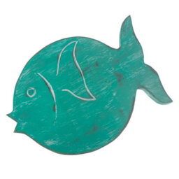 Albasia Wood Fish Stand - Turquoise Handcrafted Plant Holder - thumbnail 6