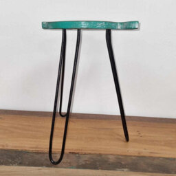 Albasia Wood Fish Stand - Turquoise Handcrafted Plant Holder - thumbnail 5