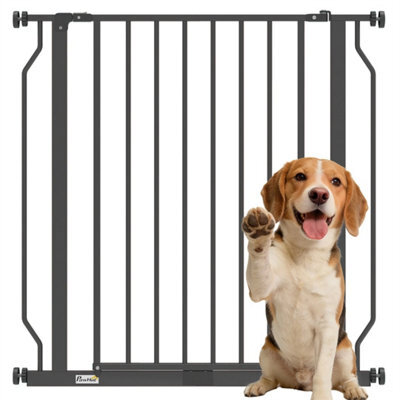 Dog Gate Wide Stair Gate W/ Door Pressure Fit, 75-85W Cm, Black - image 1