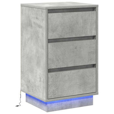 Berkfield Modern Bedside Cabinet With Led Concrete Grey 39X34.5X65 Cm Engineered Wood - image 1