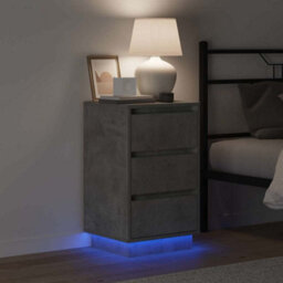 Berkfield Modern Bedside Cabinet With Led Concrete Grey 39X34.5X65 Cm Engineered Wood - thumbnail 4