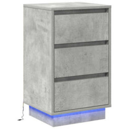 Berkfield Modern Bedside Cabinet With Led Concrete Grey 39X34.5X65 Cm Engineered Wood - thumbnail 1