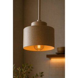 Luminosa Lighting Luminosa Simply Slim Pendant Ceiling Light Beige 1X E27 - thumbnail 3