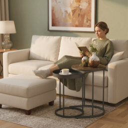 Homcom Nesting Side Table Set Of 2, Industrial Round Nest Of Tables, Brown - thumbnail 9