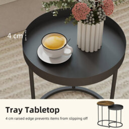 Homcom Nesting Side Table Set Of 2, Industrial Round Nest Of Tables, Brown - thumbnail 5
