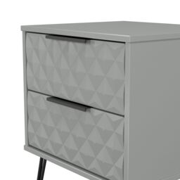 Anzio Matt Dusk Grey 2 Drawer Non-Extendable Bedside Table (H)574mm (W)450mm (D)395mm - thumbnail 6