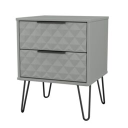 Anzio Matt Dusk Grey 2 Drawer Non-Extendable Bedside Table (H)574mm (W)450mm (D)395mm - thumbnail 3
