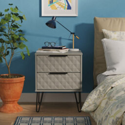 Anzio Matt Dusk Grey 2 Drawer Non-Extendable Bedside Table (H)574mm (W)450mm (D)395mm - thumbnail 1
