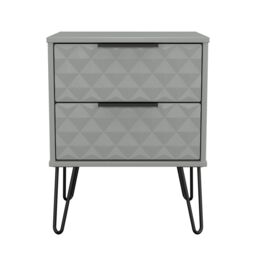 Anzio Matt Dusk Grey 2 Drawer Non-Extendable Bedside Table (H)574mm (W)450mm (D)395mm - thumbnail 2