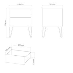 Anzio Matt Dusk Grey 2 Drawer Non-Extendable Bedside Table (H)574mm (W)450mm (D)395mm - thumbnail 7