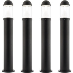 4 Pack Outdoor Bollard Post Light - 20W Cct Led Module - Textured Black Finish