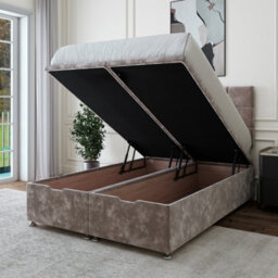 Bedmaster Silver Chenille Ottoman Divan Base And Square Headboard Single - thumbnail 3