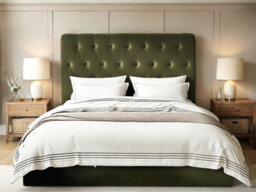 Flair Marley Buttoned Headboard Ottoman Bed Green Velvet Kingsize - thumbnail 2