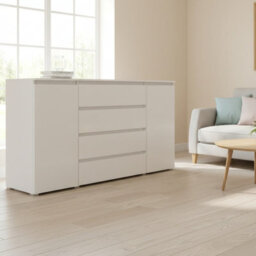 Cosmo C06 Modern 4 Drawer Chest Of Drawers Contemporary White Storage Cabinet For Bedroom Or Living Room - thumbnail 1