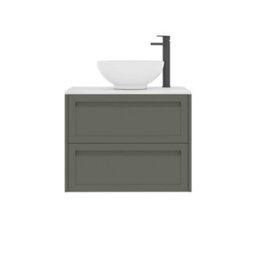 Royal Bathrooms Royal Bathroom Elmore 700mm Matt Green Wall Mounted Countertop Bathroom Vanity Unit 2 Drawer With Breeze Basin - thumbnail 7
