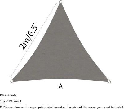Grey 2X2X2M Triangular Shade Sail 95% Uv Protection - image 1
