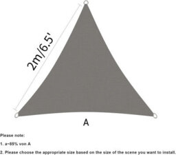 Grey 2X2X2M Triangular Shade Sail 95% Uv Protection - thumbnail 1